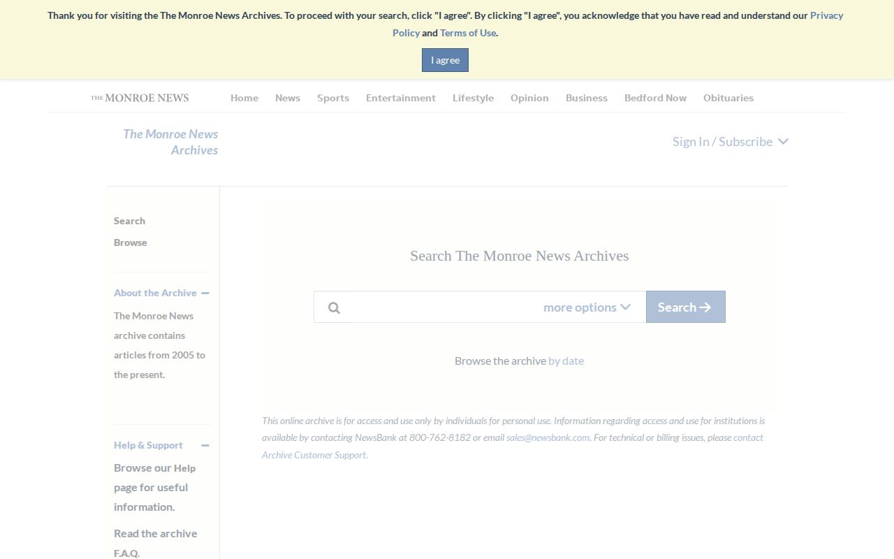 Monroe County arrest reports NewsBank archive search